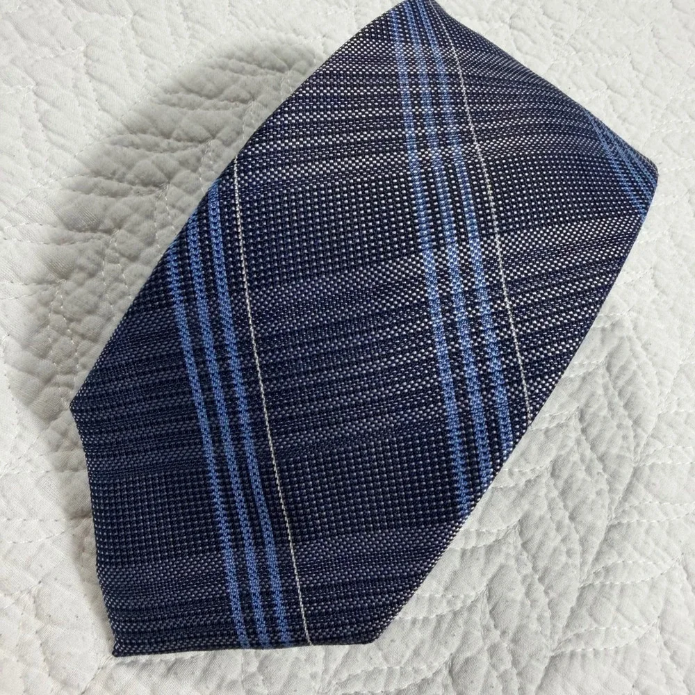 Tommy Hilfiger Necktie Men's Blue Preppy Designer Plaid Silk Blend 58